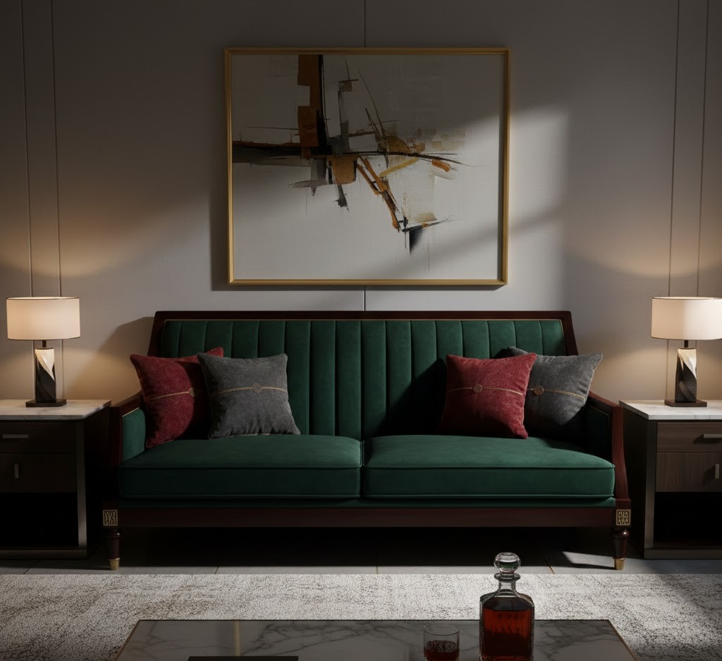 Luxe bank in diepe kleuren